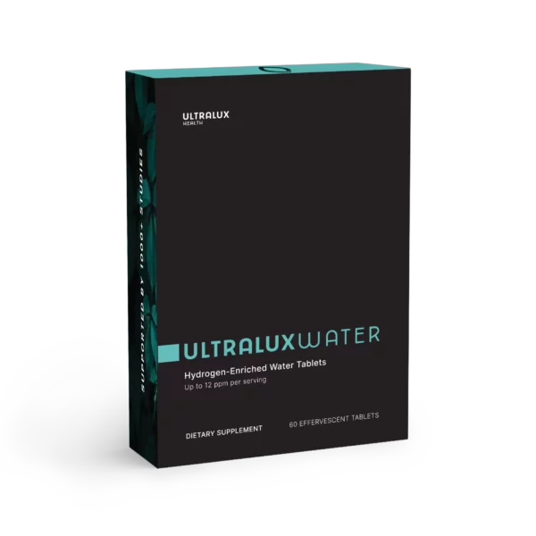 The front of the UltraLux Hydrogen Water Tablets in a 60 count blister pack